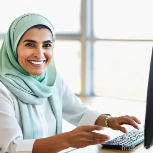 Home 21 건강코칭 해외 취업 가능성 - **Prompt 1: Global Online Health Coach**
"A compassionate and professionally dressed Arab female...